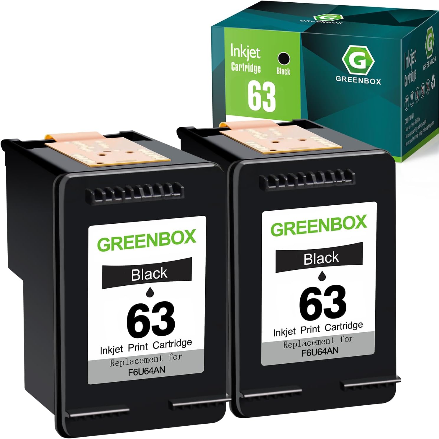 GREENBOX 63 Black Ink Cartridges Replacement for HP